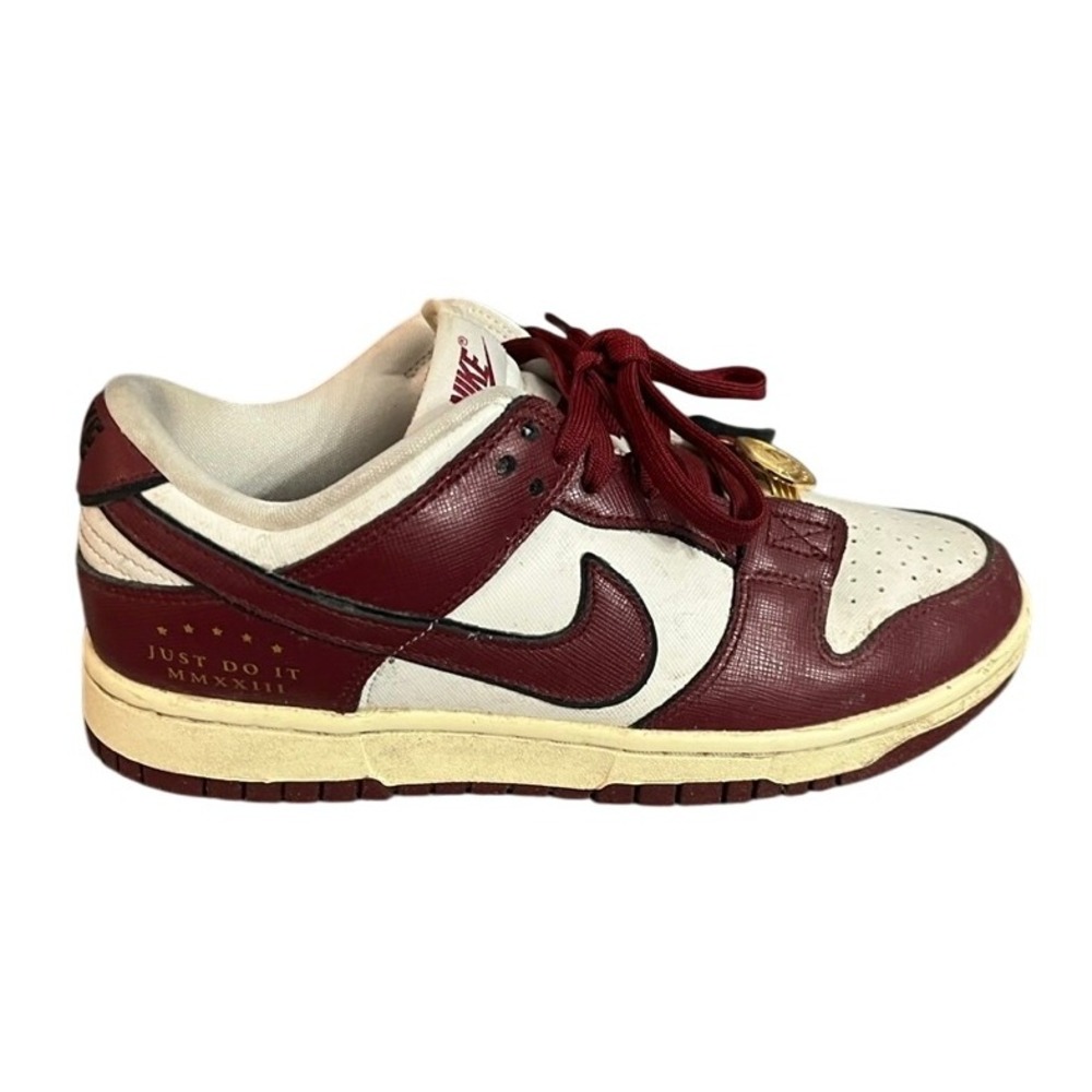 Nike Dunk Low Burgundy White Gold 2023 Just Do It MMXIII Sneakers Women's 7.5